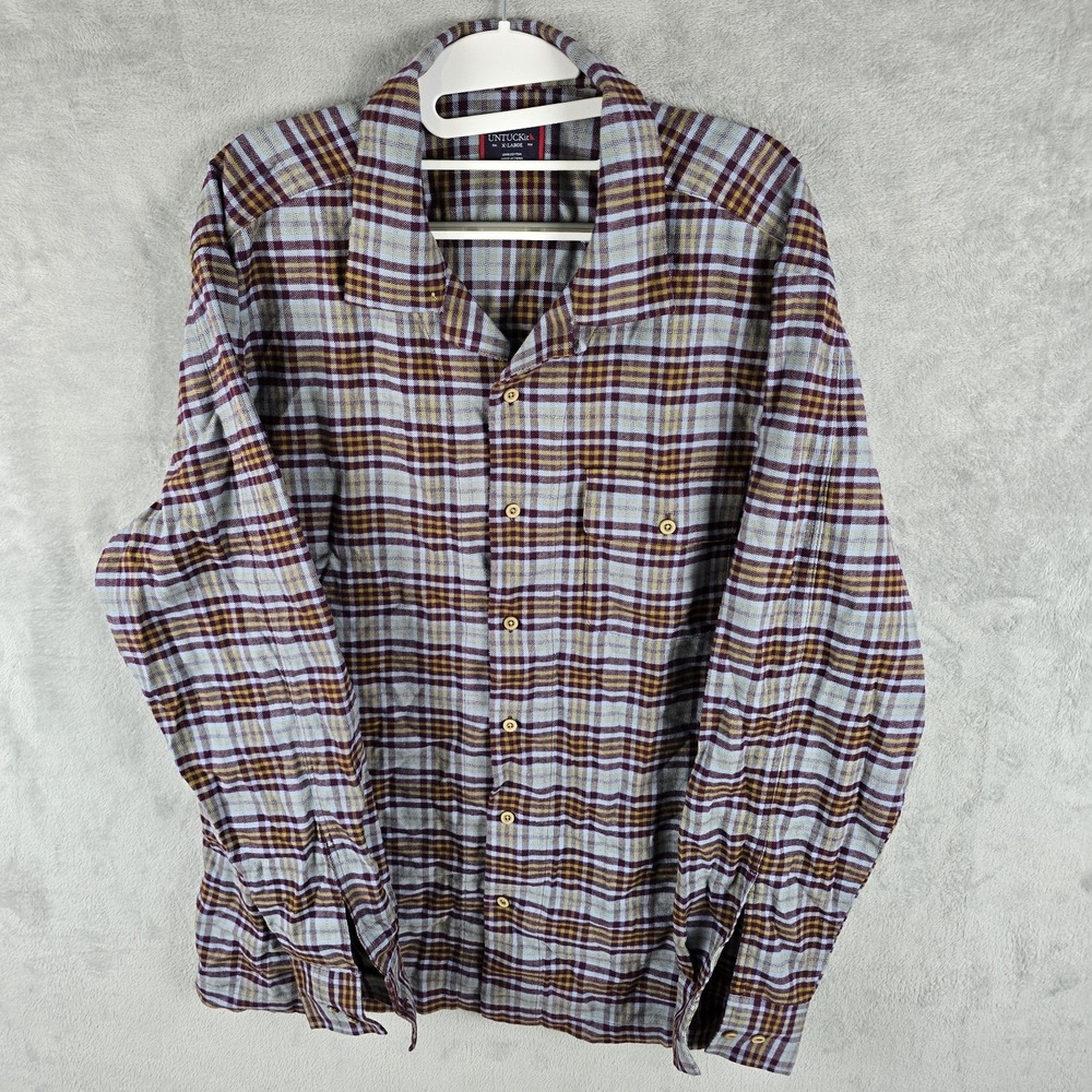 Untuckit Flannel Shirt For Men Size X-Large  Plaid Button Down